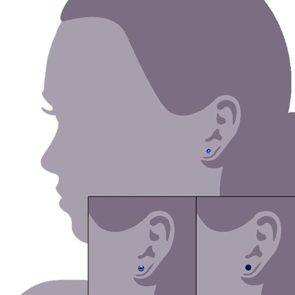 Blue Sapphire Cubic Zirconia and Pearl 316L Post Back Stud 3 Pair Earrings Set - Picture 5 of 5